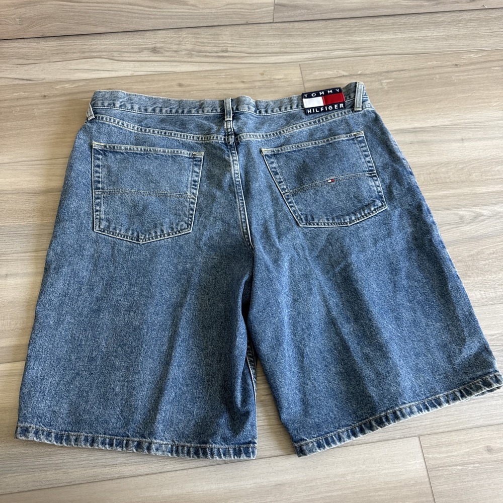 Vintage Tommy Jeans Men's Denim‎ Shorts size 42 Flag Logo Patch Made In Mexico